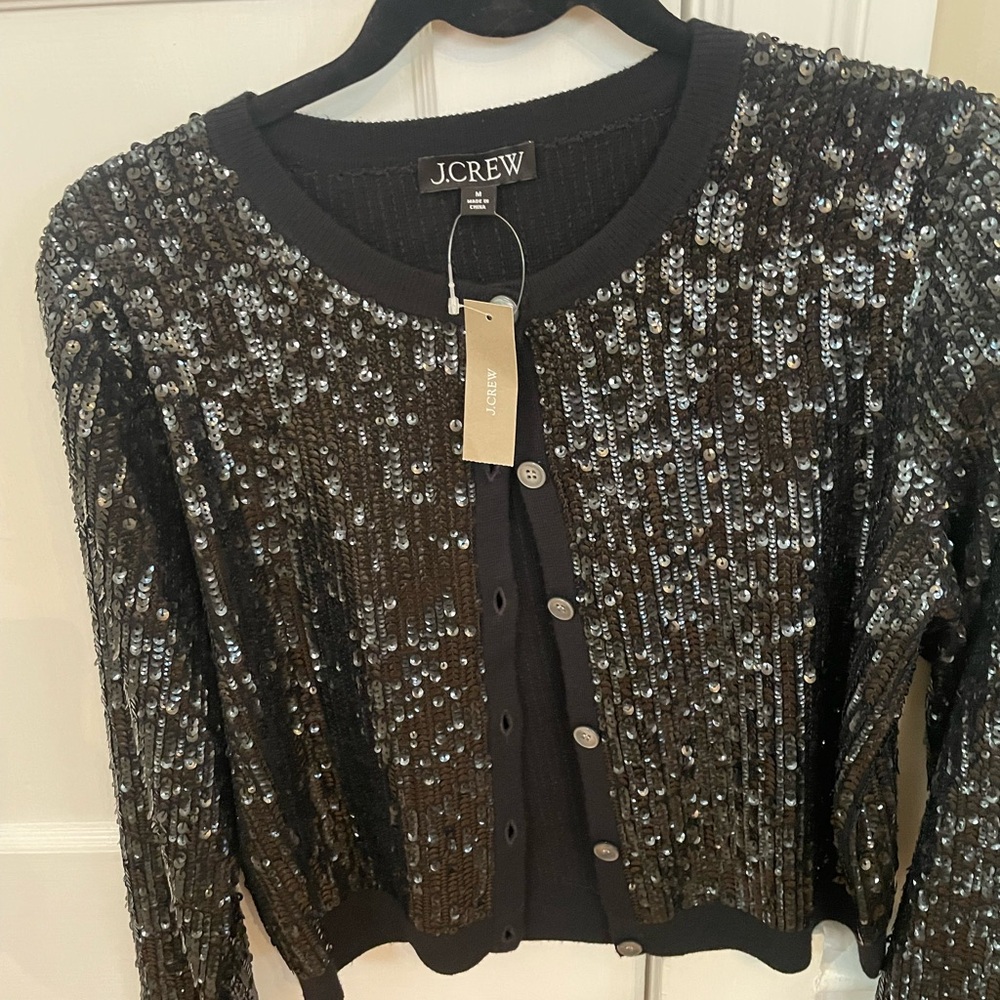 NWT J. Crew Black Sequin Cardigan